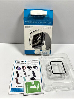 WITHit Protective Bumper with Glass for 38mm Apple Watch Black & Clear